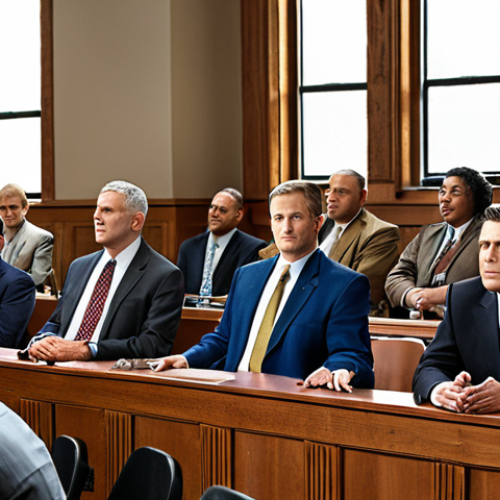 **Accountable Government Officials:** Government officials at a town hall meeting, confidently answering questions from a diverse group of citizens, ensuring transparency.