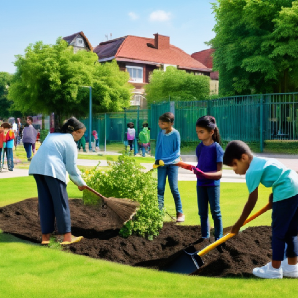 지방자치단체의 정책 결정 - **Prompt:** A vibrant and diverse Indian community actively engaged in a "Clean Our Neighborhood" in...