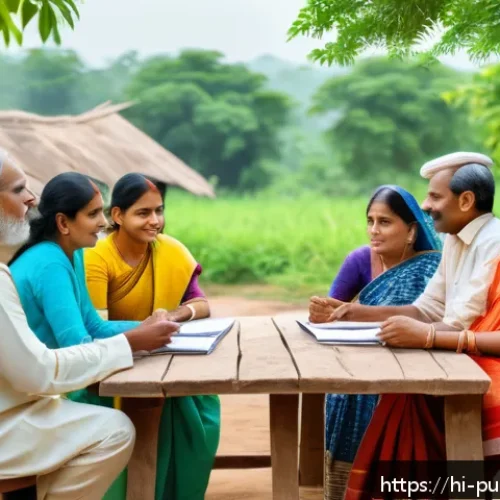 Home 32 공공정책을 위한 전략적 접근 - A vibrant and detailed scene depicting a diverse group of Indian community members actively particip...