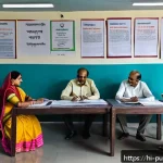 Home 18 공공행정학 이론 - A vibrant, detailed scene of a local government office in India featuring Hindi-speaking officials i...