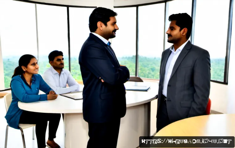 행정학에서의 조직문화 - Photorealistic Indian public administration office, diverse civil servants in professional attire co...