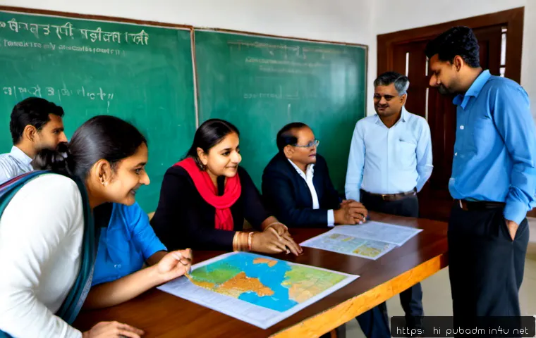 행정학과 사회적 변화 - Photorealistic university public administration seminar in India, a diverse group of adult students ...